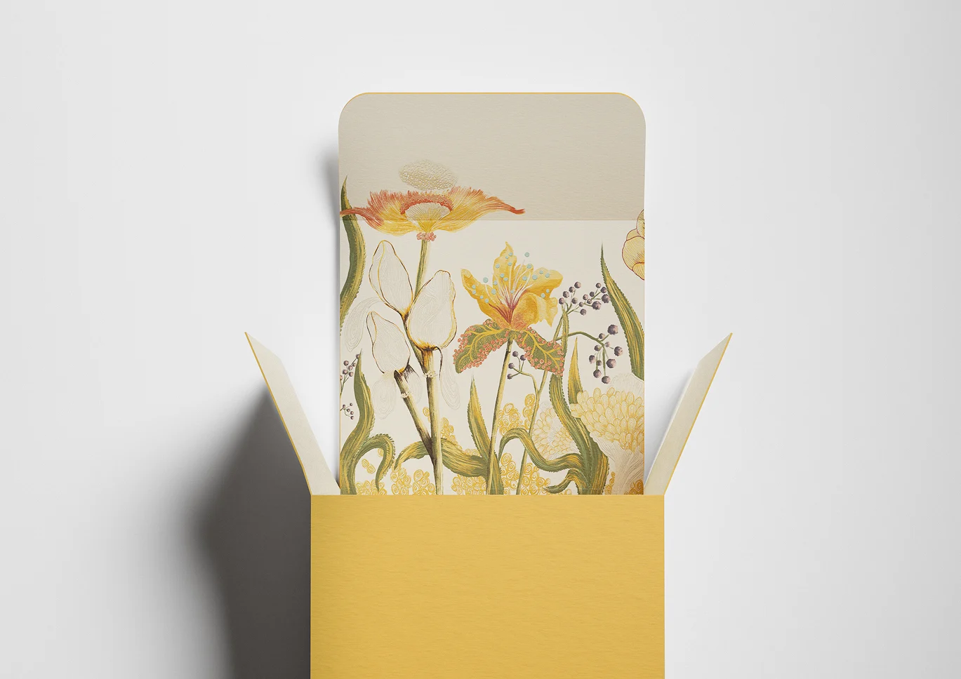 Open Zan product box with floral illustrated packaging