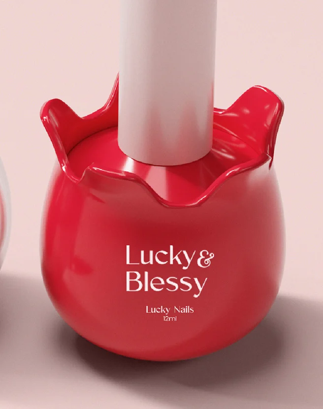 Lucky & Blessy red product container with white applicator